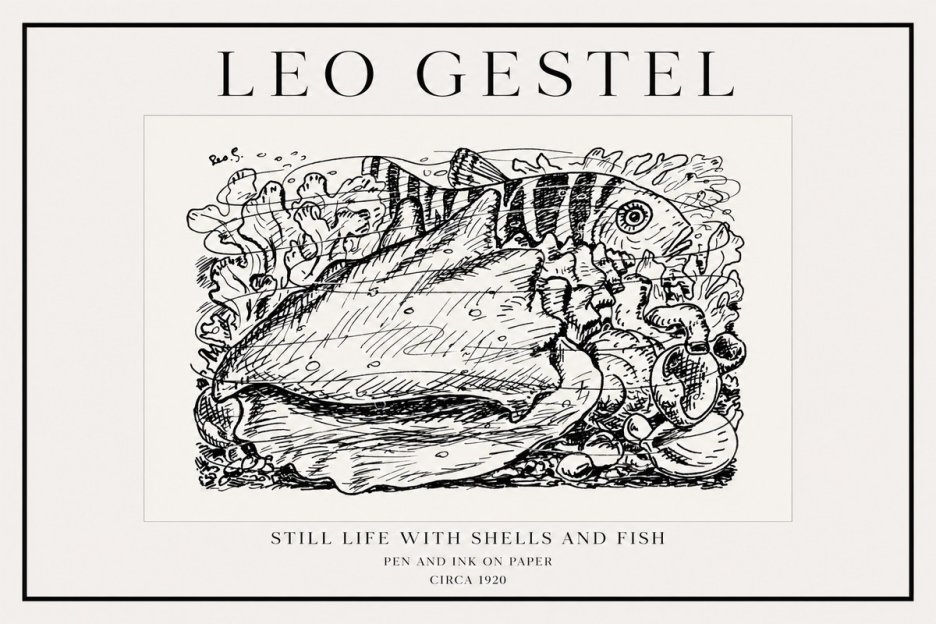 Leo Gestel Still Life with Shells and Fish No1 - Plakat