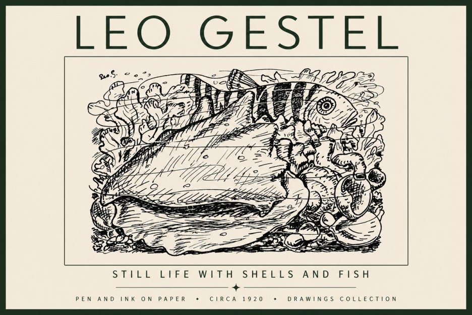 Leo Gestel Still Life with Shells and Fish No5 - Plakat