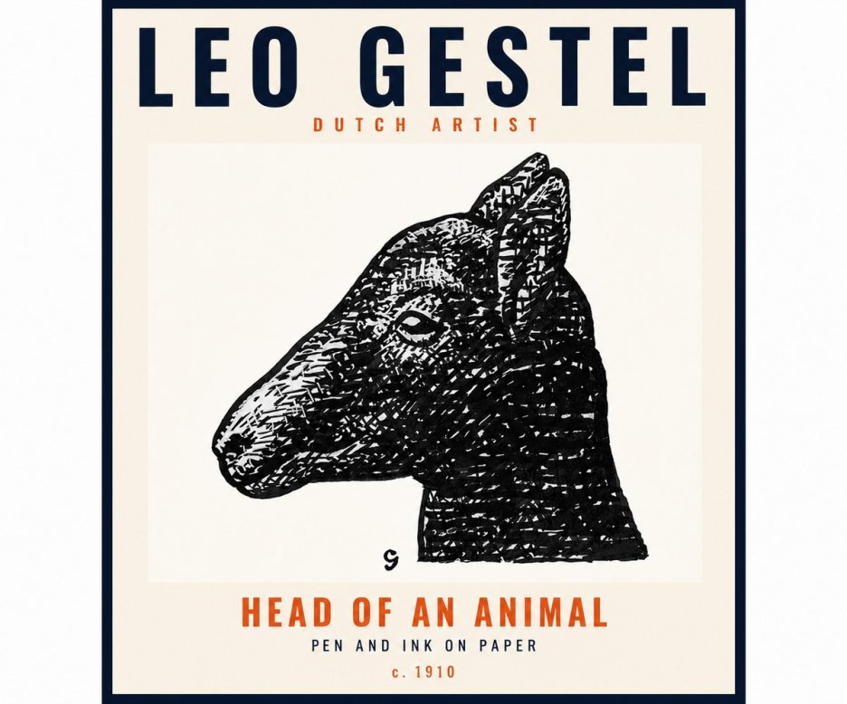 Leo Gestel Head of an Animal No5 - Plakat