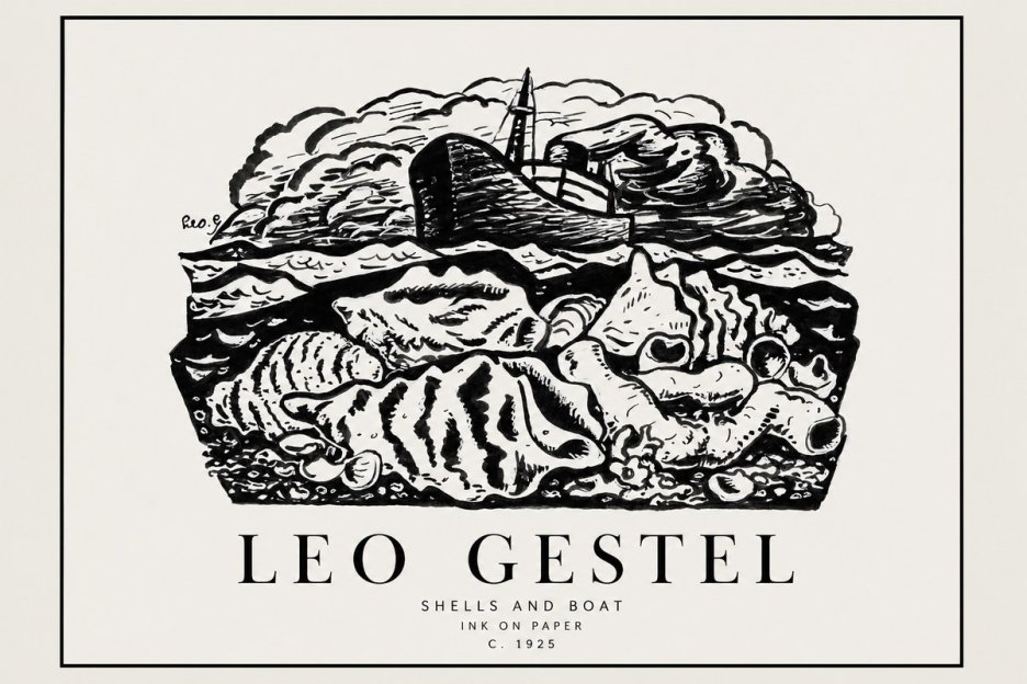 Leo Gestel Shells and Boat No1 - Plakat