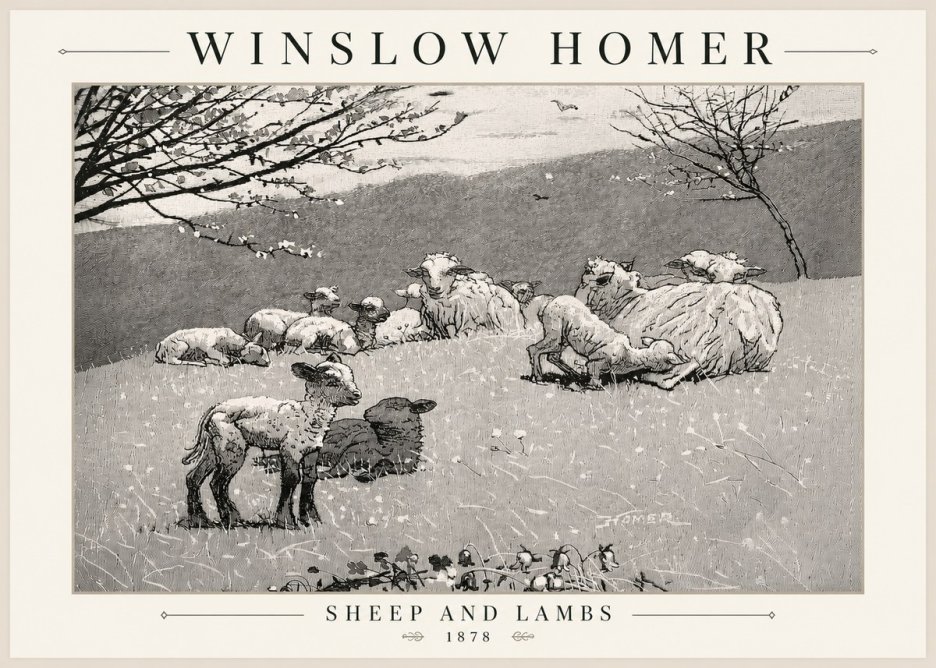 Winslow Homer Sheep and Lambs No5 - Plakat