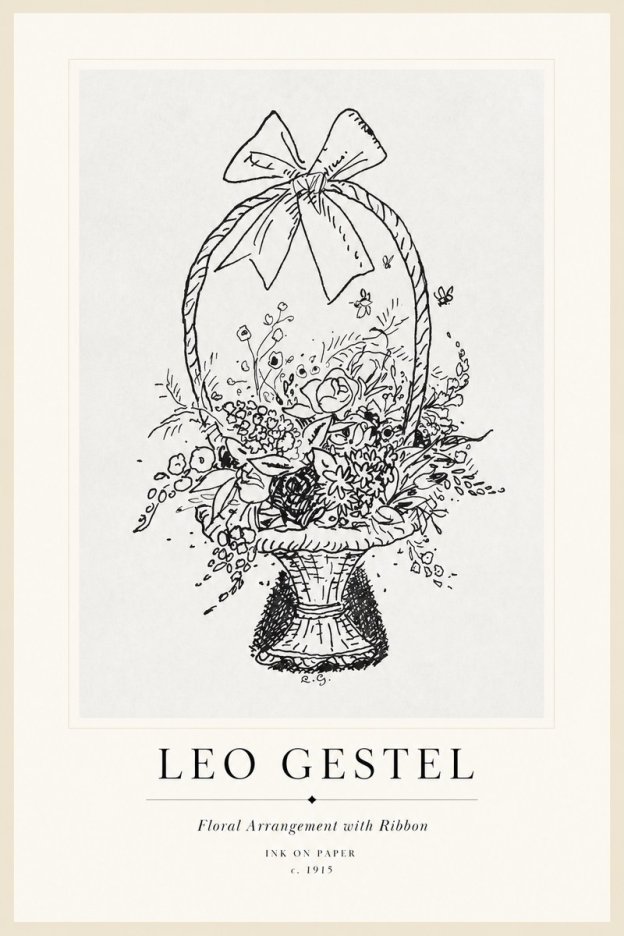 Leo Gestel Floral Arrangement with Ribbon No1 - Plakat