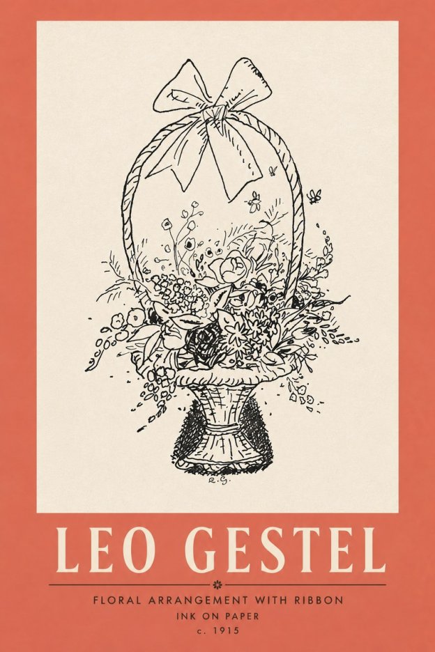Leo Gestel Floral Arrangement with Ribbon No3 - Plakat