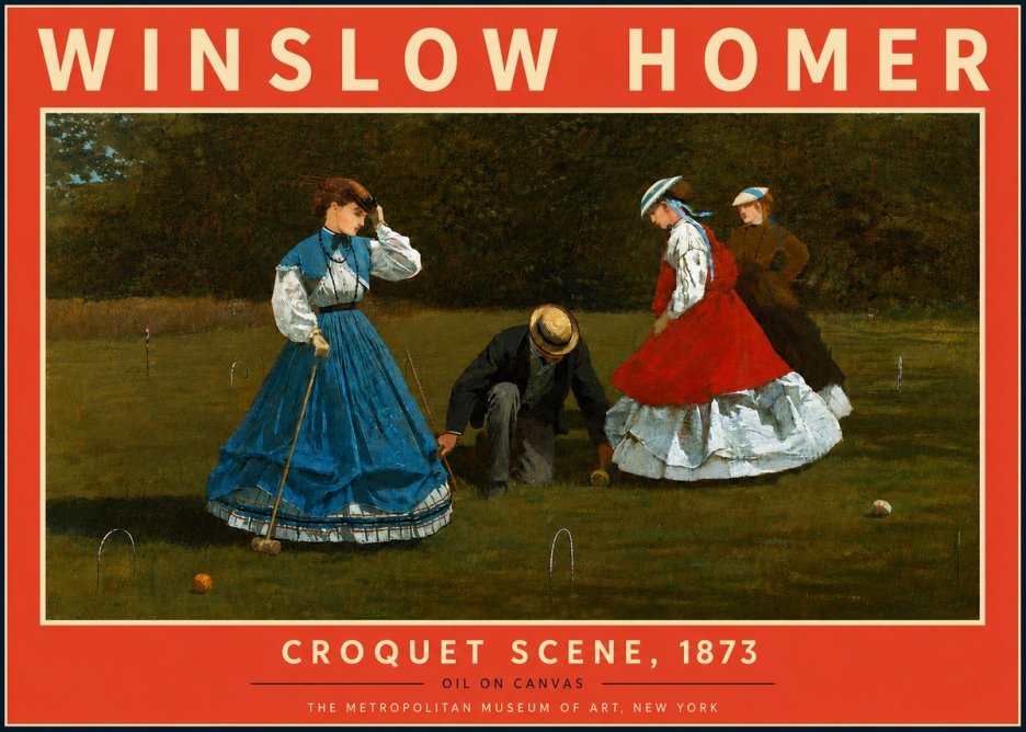 Winslow Homer Croquet Scene No6 - Plakat
