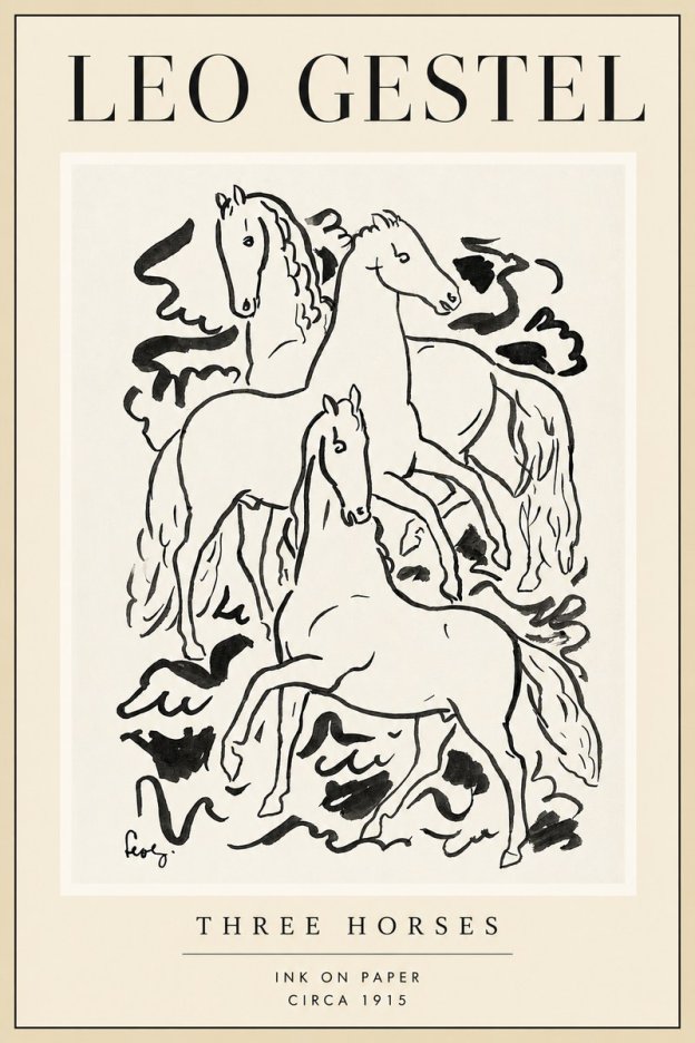 Leo Gestel Three Horses No4 - Plakat