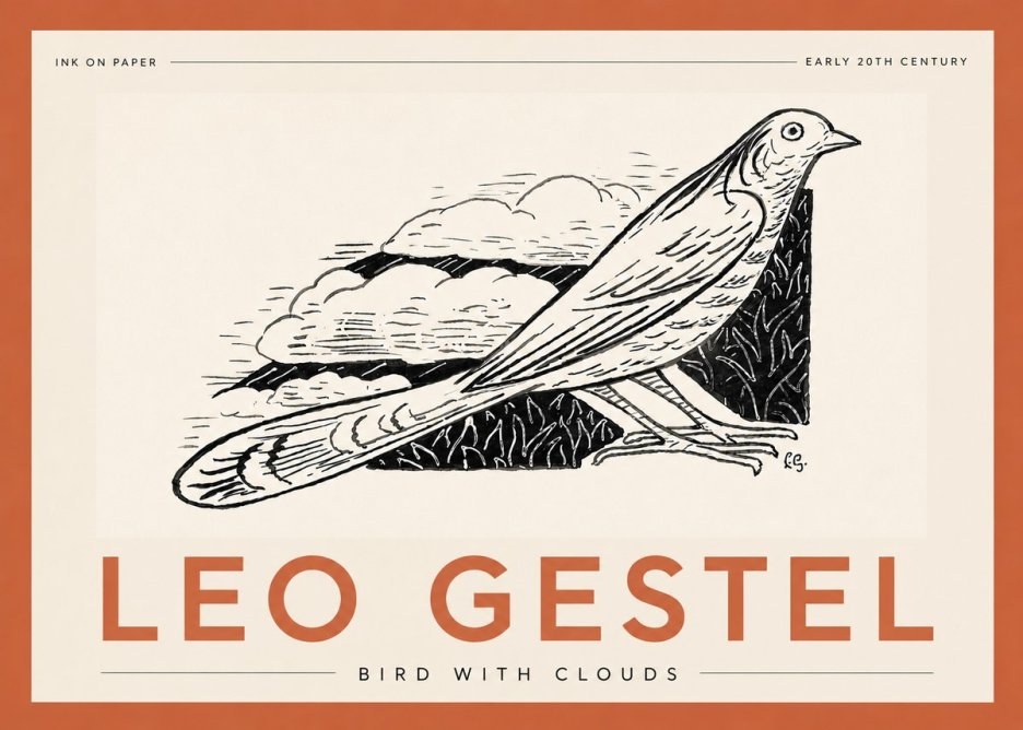 Leo Gestel Bird with Clouds No5 - Plakat