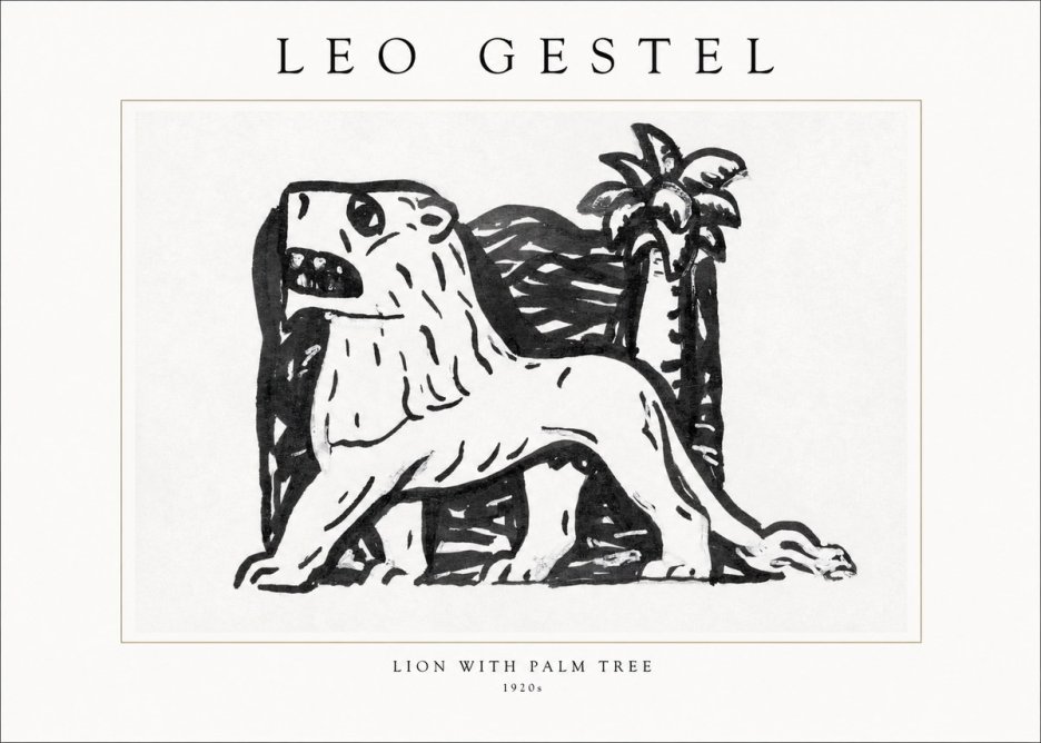 Leo Gestel Lion with Palm Tree No1 - Plakat