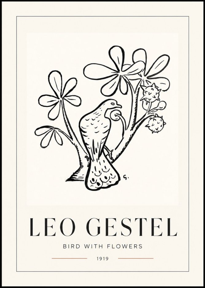 Leo Gestel Bird with Flowers No1 - Plakat