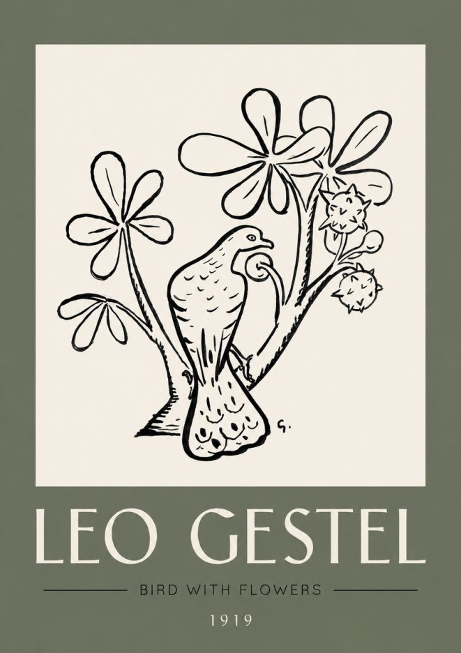 Leo Gestel Bird with Flowers No3 - Plakat