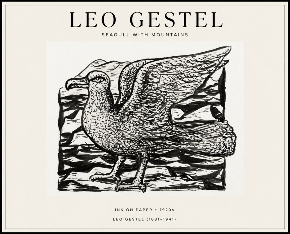 Leo Gestel Seagull with Mountains No1 - Plakat