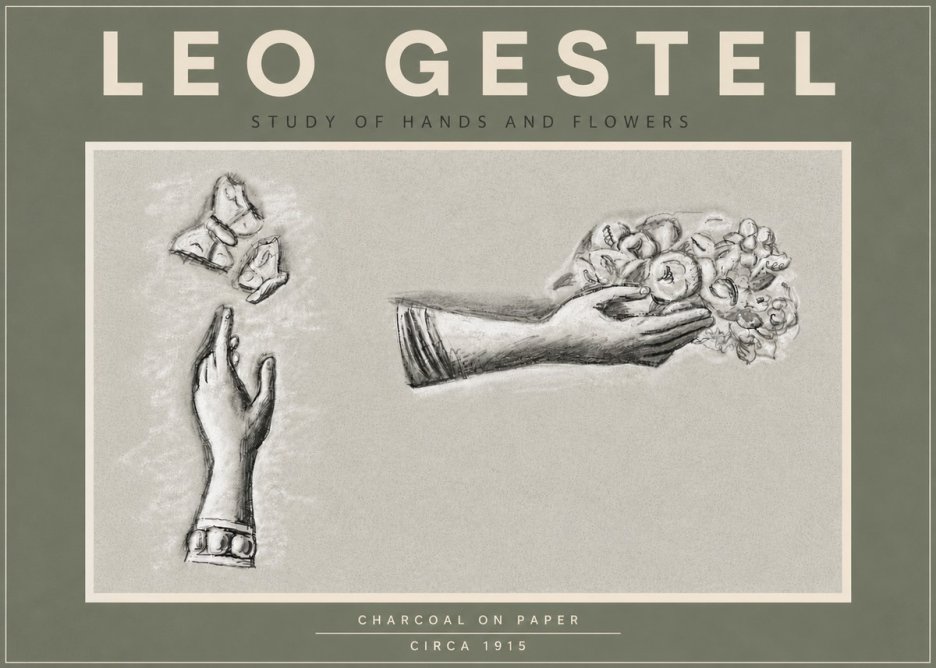 Leo Gestel Study of Hands and Flowers No5 - Plakat