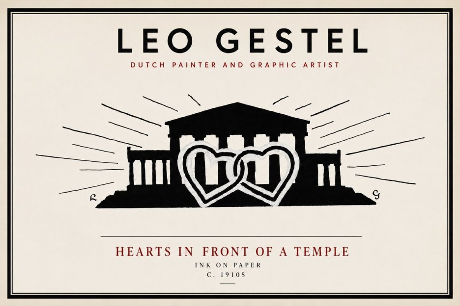 Leo Gestel Hearts in Front of a Temple No4 - Plakat