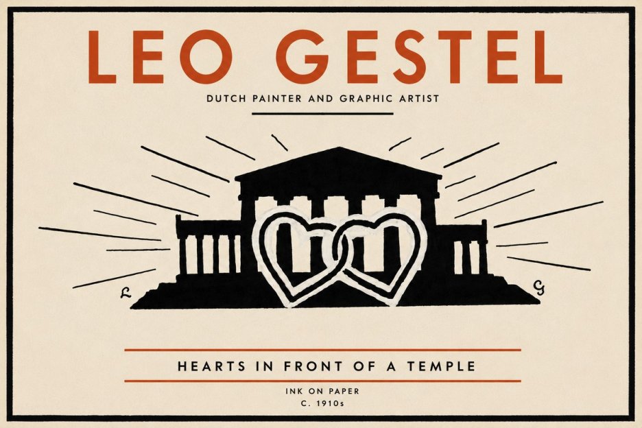 Leo Gestel Hearts in Front of a Temple No5 - Plakat