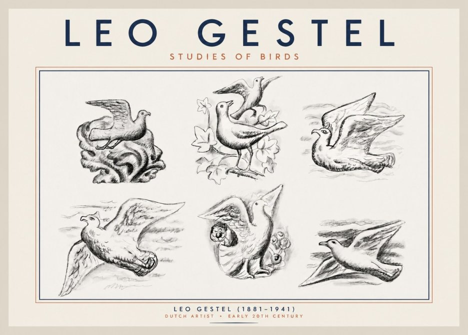 Leo Gestel Studies of Birds No2 - Plakat