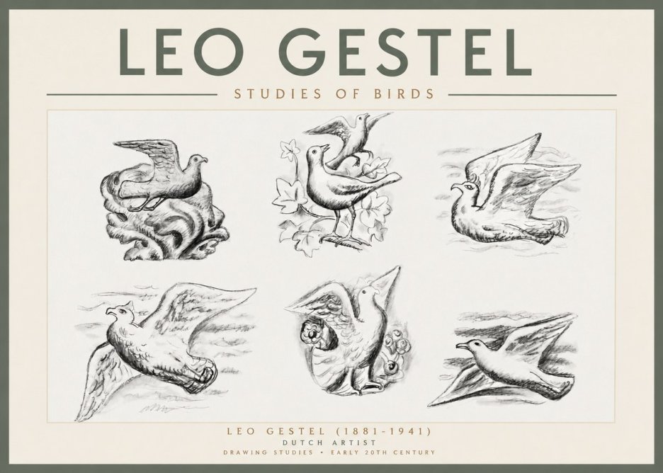 Leo Gestel Studies of Birds No3 - Plakat