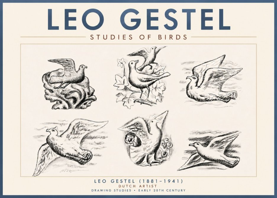 Leo Gestel Studies of Birds No4 - Plakat