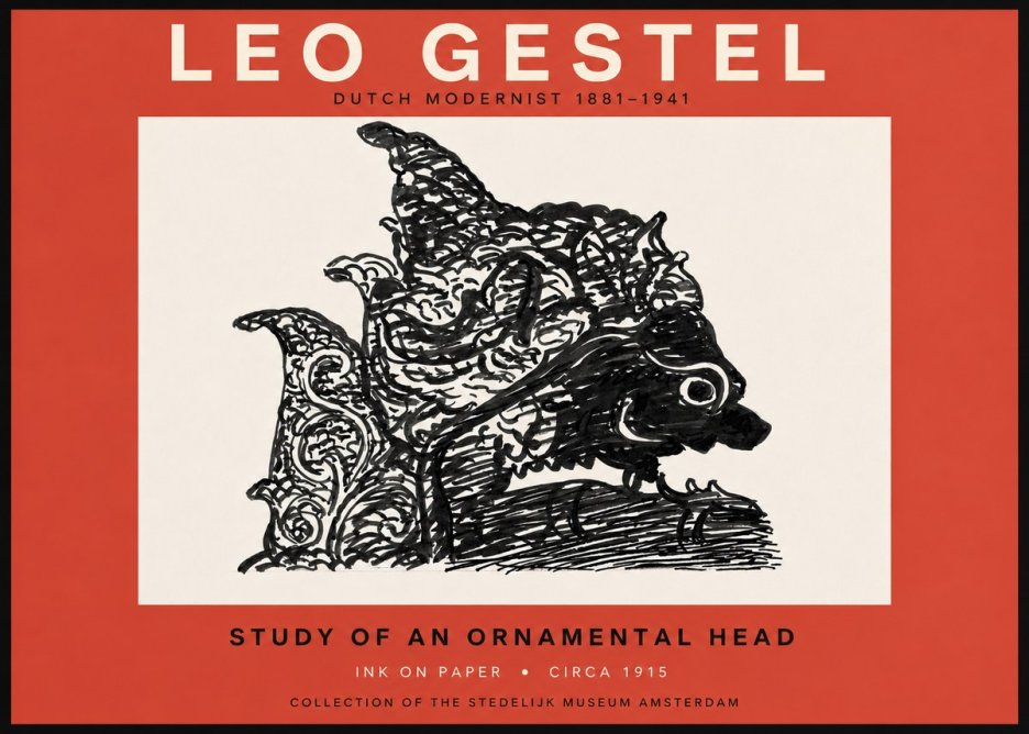 Leo Gestel Study of an Ornamental Head No6 - Plakat