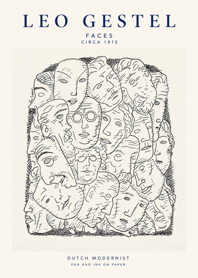Leo Gestel Heads Ink Drawing No2 - Plakat