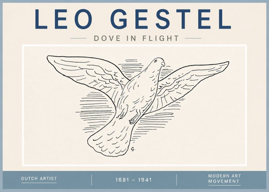 Leo Gestel Dove in Flight No4 - Plakat