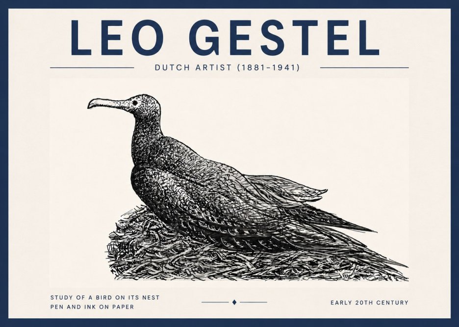 Leo Gestel Study of a Bird on Its Nest No6 - Plakat