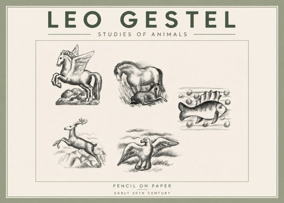 Leo Gestel Studies of Animals No3 - Plakat