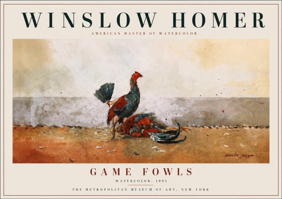 Winslow Homer Game Fowls No5 - Plakat
