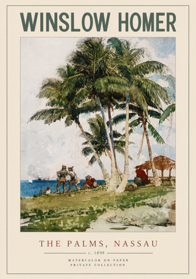 Winslow Homer The Palms, Nassau No2 - Plakat