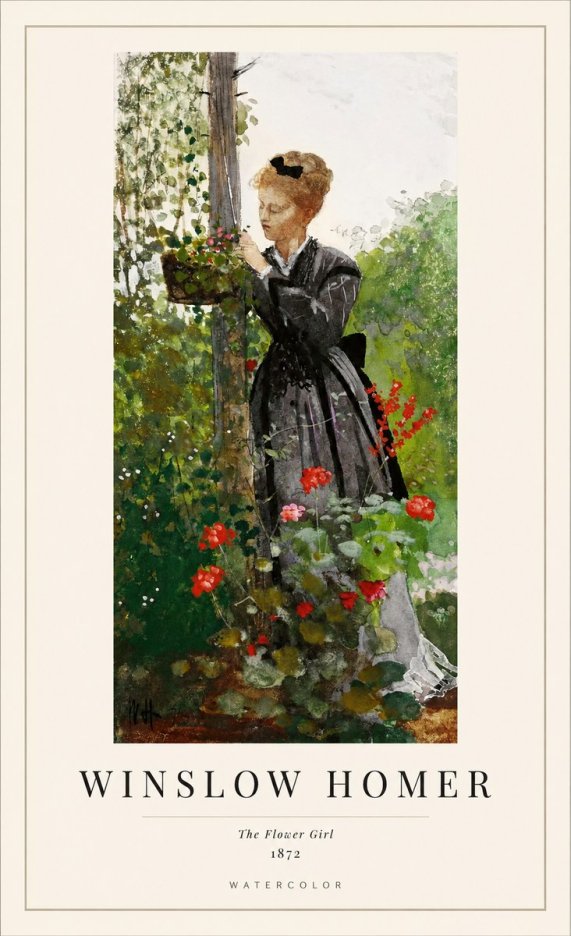 Winslow Homer The Flower Girl No1 - Plakat