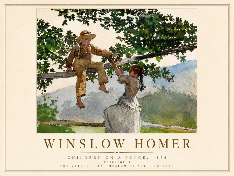 Winslow Homer Children on a Fence No5 - Plakat