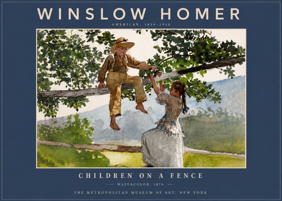 Winslow Homer Children on a Fence No6 - Plakat