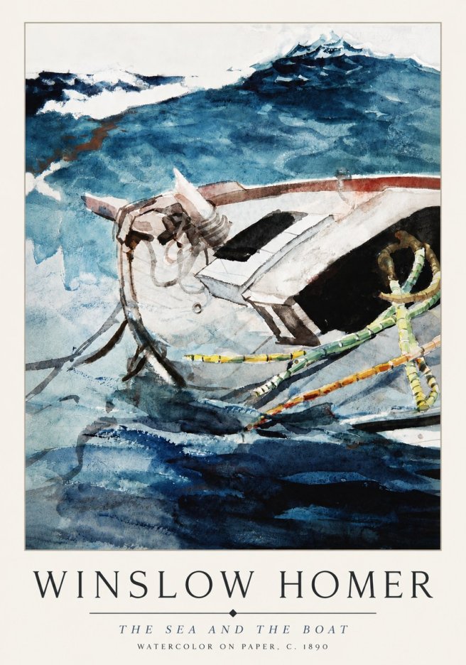Winslow Homer The Sea and the Boat No3 - Plakat