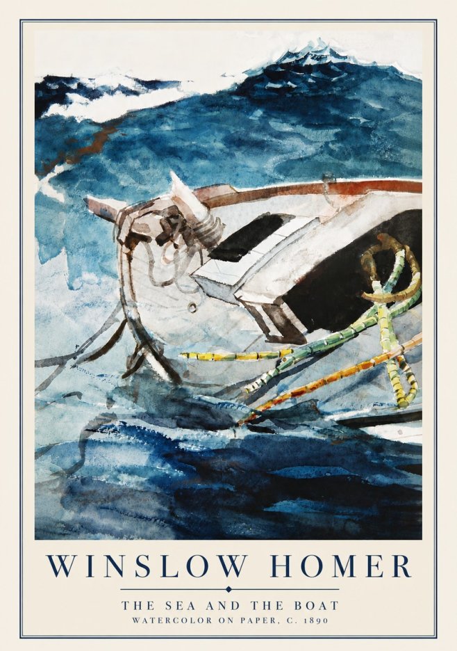 Winslow Homer The Sea and the Boat No5 - Plakat