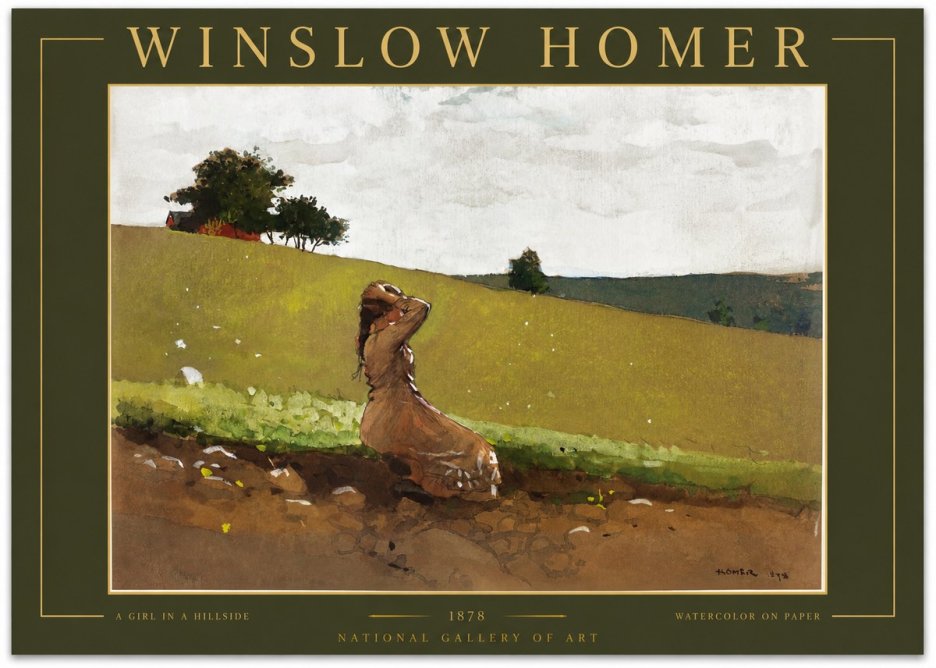 Winslow Homer A Girl in a Hillside No2 - Plakat