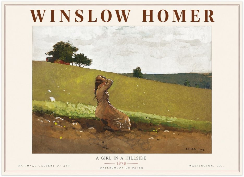 Winslow Homer A Girl in a Hillside No3 - Plakat