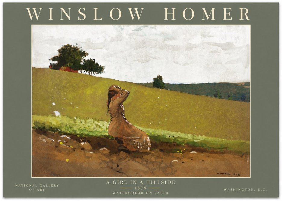 Winslow Homer A Girl in a Hillside No6 - Plakat