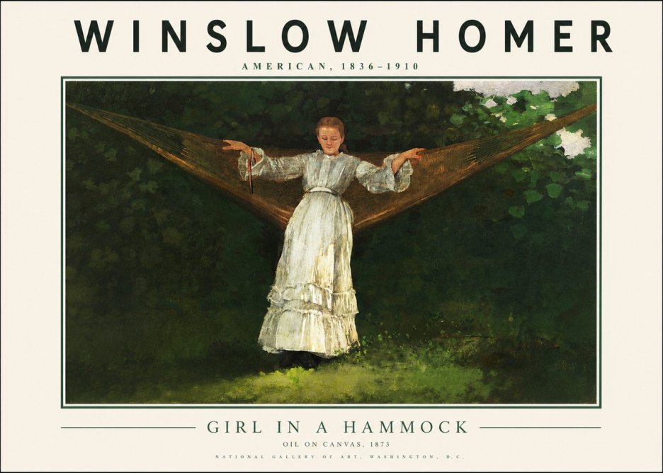 Winslow Homer Girl in a Hammock No2 - Plakat
