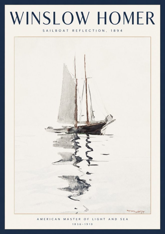 Winslow Homer Sailboat Reflection, 1894 No2 - Plakat