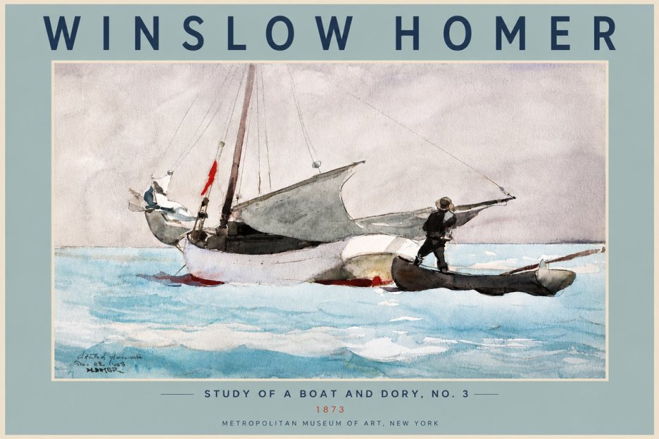 Winslow Homer Study of a Boat and Dory Watercolor, No. 3 No5 - Plakat