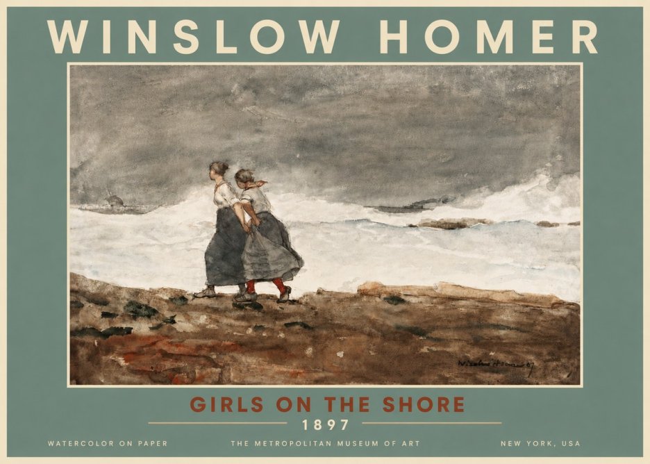 Winslow Homer Girls on the Shore No4 - Plakat