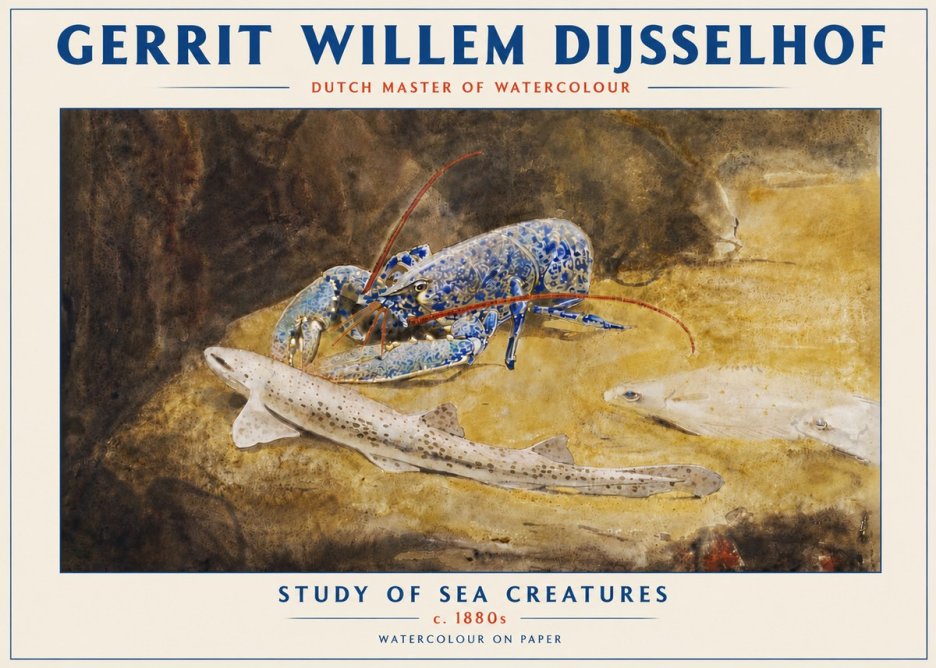 Gerrit Willem Dijsselhof Study of Sea Creatures No5 - Plakat