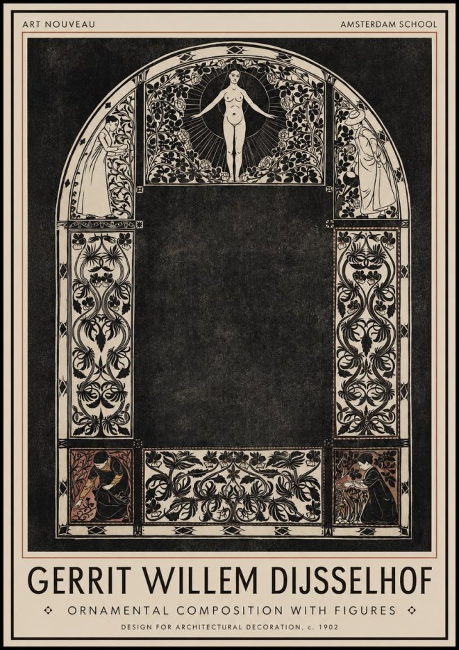 Gerrit Willem Dijsselhof Ornamental Composition with Figures No1 - Plakat