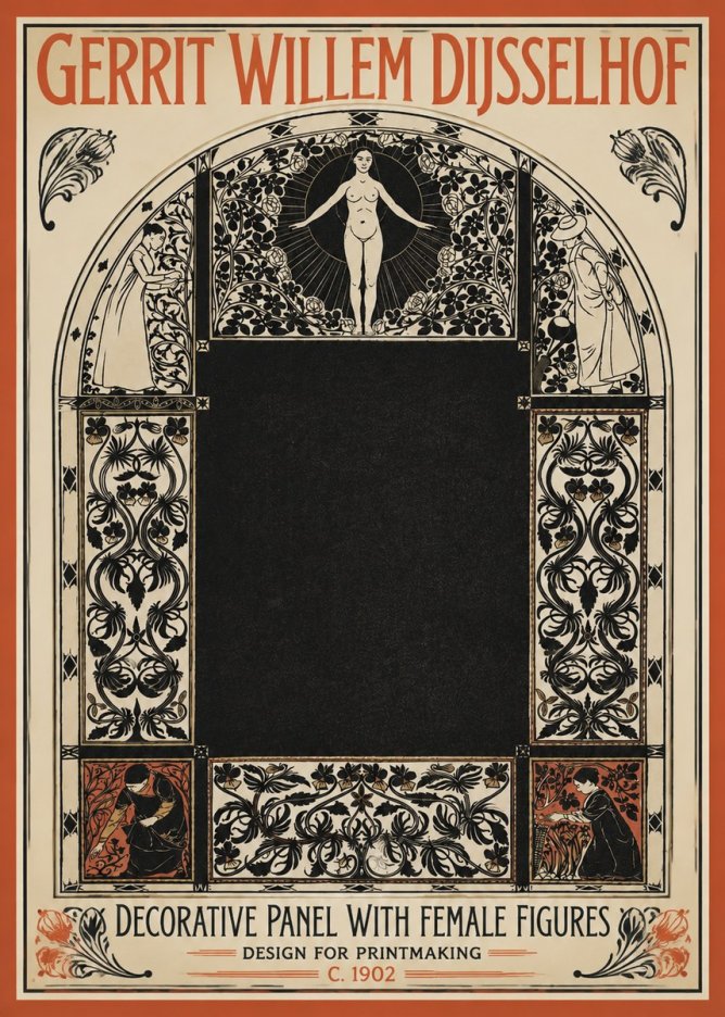 Gerrit Willem Dijsselhof Ornamental Composition with Figures No4 - Plakat