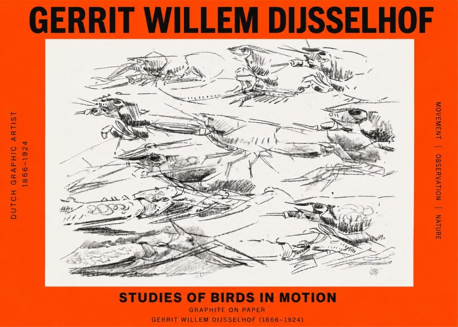 Gerrit Willem Dijsselhof Studies of Birds in Motion No2 - Plakat