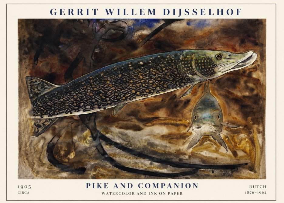 Gerrit Willem Dijsselhof Pike and Carp No3 - Plakat
