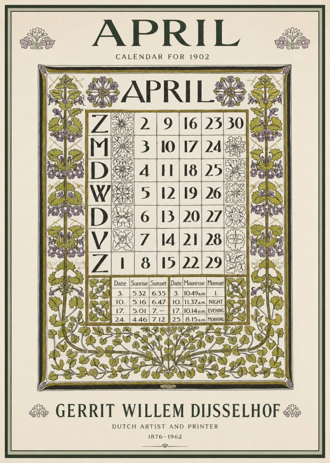 Gerrit Willem Dijsselhof April No3 - Plakat