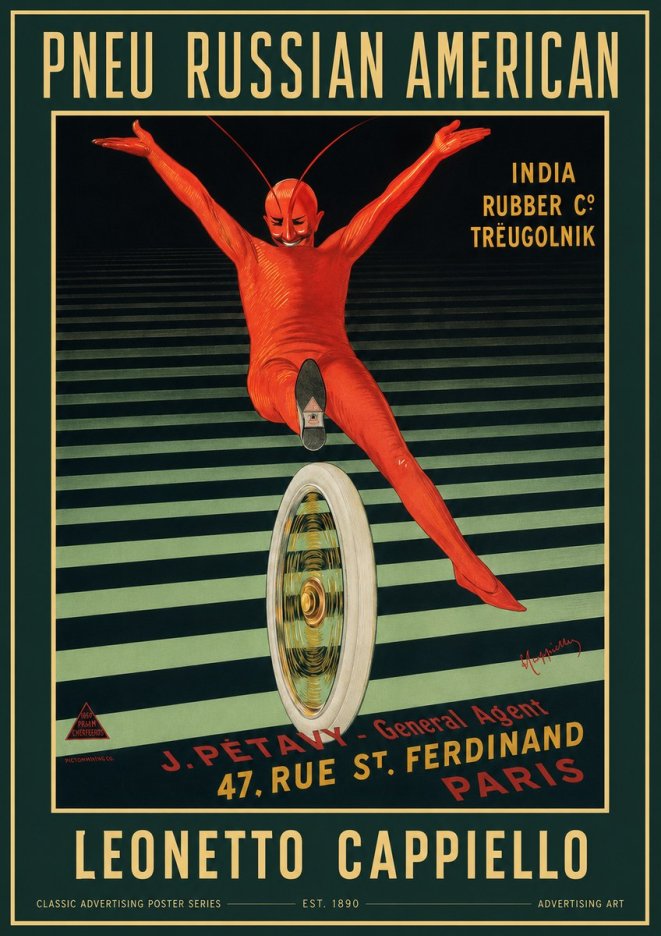 Leonetto Cappiello Pneu Russian American No2 - Plakat
