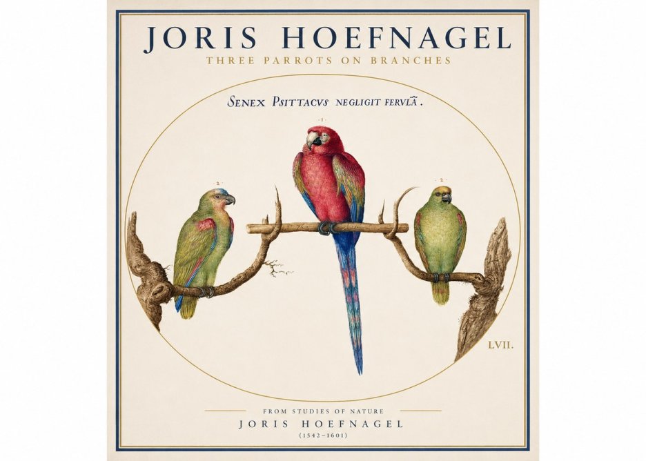 Joris Hoefnagel Three Parrots No3 - Plakat