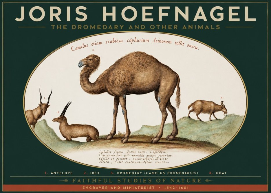 Joris Hoefnagel The Dromedary and Other Animals from Studies of Nature No2 - Plakat
