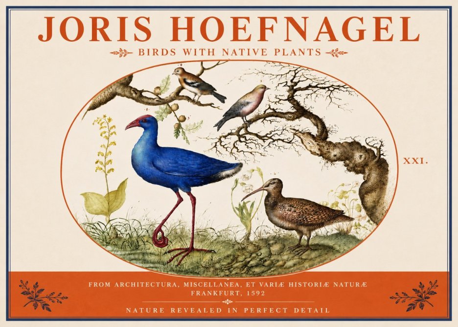 Joris Hoefnagel Birds with Native Plants No4 - Plakat