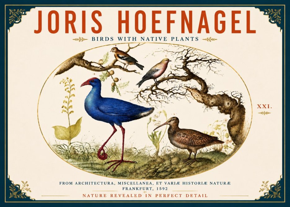 Joris Hoefnagel Birds with Native Plants No6 - Plakat